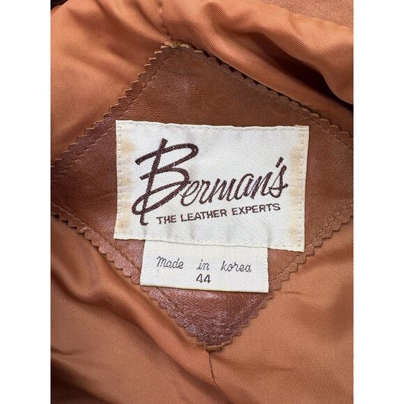 Vintage Berman's Leather Experts Men's Blazer Jacket Brown Size 44 Classic Style - Picture 11 of 11